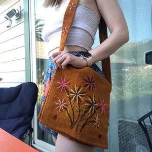 Boho Stitched Flower Satchel